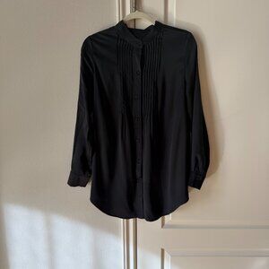 INC 100% Silk Pintuck Tunic in Black Size 10